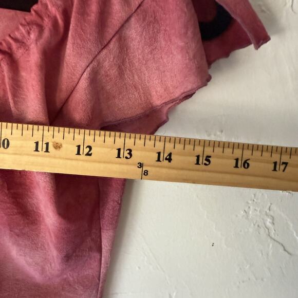 Hot Papaya Y2k Shirt Small Red Sheer Tie Dye Flutter Sleeve Y2K Festival Top - Picture 6 of 7